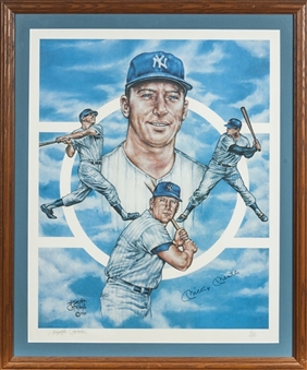 Mickey Mantle Signed and Framed Lithograph  By Joseph Catalano  (LE 121/750) (PSA/DNA)